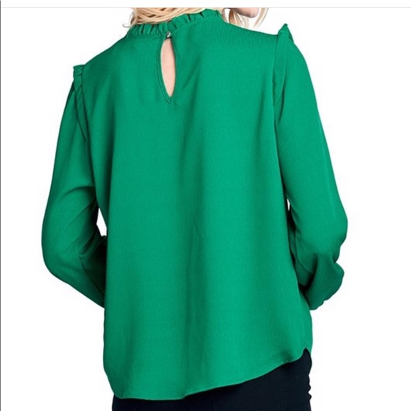 Green mock neck blouse - Picture 2 of 2
